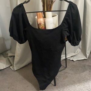 Open Back, Puffer Sleeve Body Suit